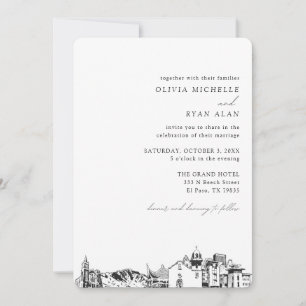 El Paso Wedding Elegant Skyline Invitation