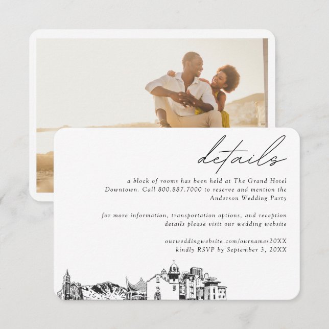 El Paso Wedding Hotel Room Block Details Enclosure Card (Front/Back)