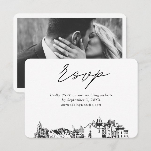 El Paso Wedding Minimalist Sketch RSVP Enclosure Card (Front/Back)