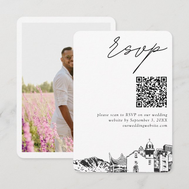 El Paso Wedding Modern RSVP QR Code Enclosure Card (Front/Back)