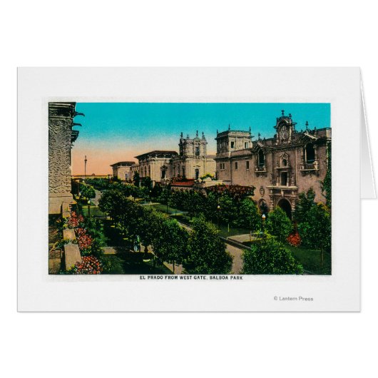 El Prado from West Gate, Balboa Park Cards (Front Horizontal)