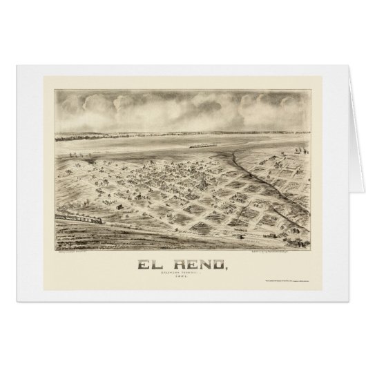 El Reno, OK Panoramic Map - 1891 Cards (Front Horizontal)