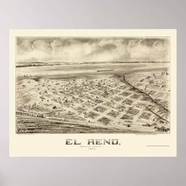 El Reno, OK Panoramic Map - 1891 Poster (Front)