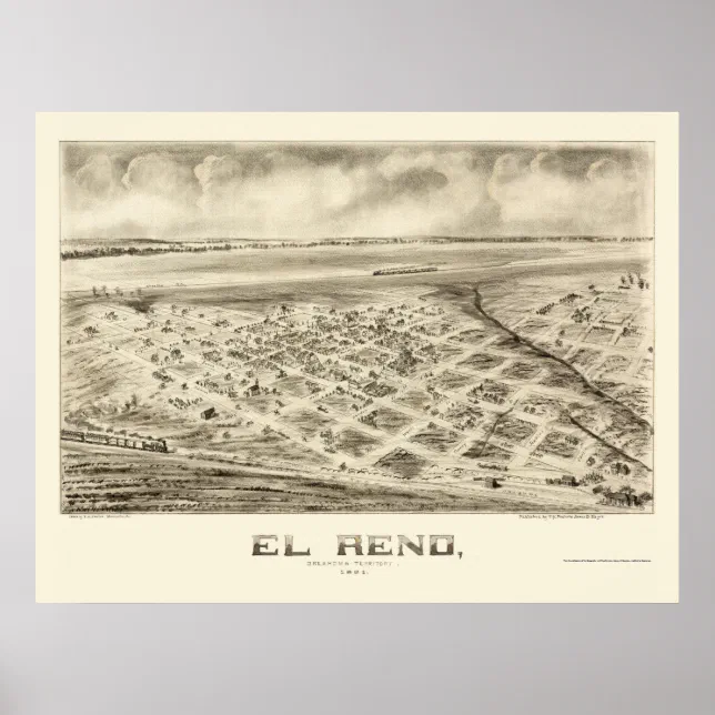 El Reno El Reno, OK Panoramic Map - 1891 Poster | Zazzle
