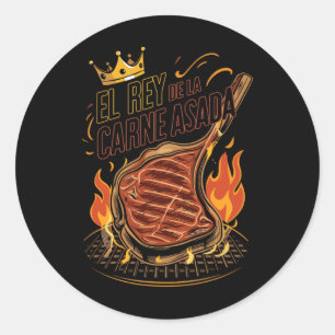 El Rey De La Carne Asada Bbq Cookout Master King F Classic Round Sticker