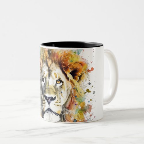 El rey del color _ Un len majestuoso  Two_Tone Coffee Mug