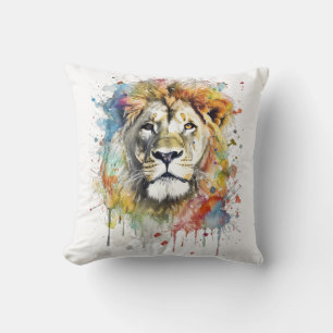 El rey del color - Un león majestuoso y vibrante Throw Pillow