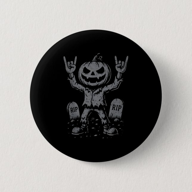 El Rocker Pumpkin  Button (Front)