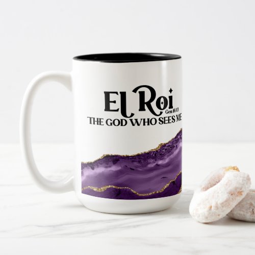 El Roi The God Who Sees Me Purple Marble Name Two_Tone Coffee Mug