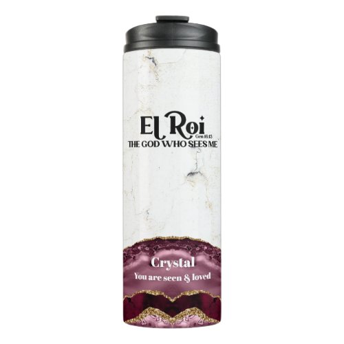 El Roi The God Who Sees Me Red Marble Monogram    Thermal Tumbler