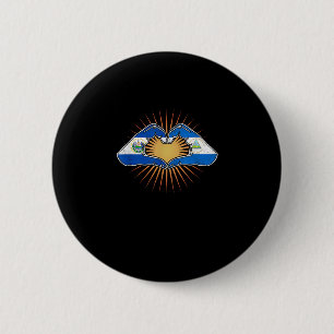 El Salvador And Nicaragua Heart Hands Minimal Button