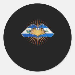 El Salvador And Nicaragua Heart Hands Minimal Classic Round Sticker