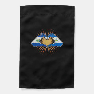 El Salvador And Nicaragua Heart Hands Minimal Garden Flag