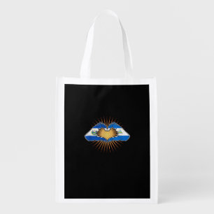 El Salvador And Nicaragua Heart Hands Minimal Grocery Bag