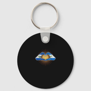 El Salvador And Nicaragua Heart Hands Minimal Keychain