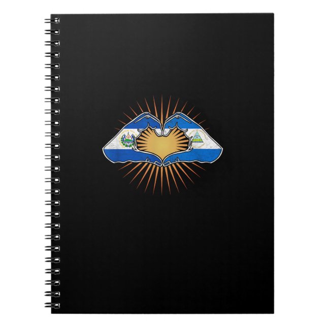 El Salvador And Nicaragua Heart Hands Minimal Notebook (Front)