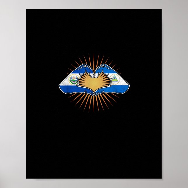 El Salvador And Nicaragua Heart Hands Minimal Poster (Front)