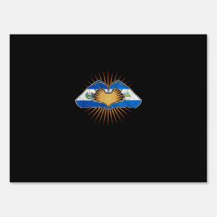 El Salvador And Nicaragua Heart Hands Minimal Sign