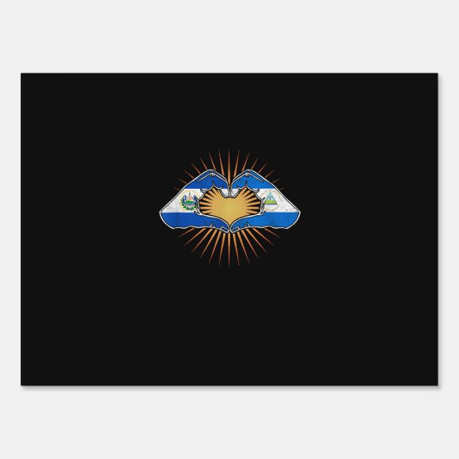 El Salvador And Nicaragua Heart Hands Minimal Sign (Front)
