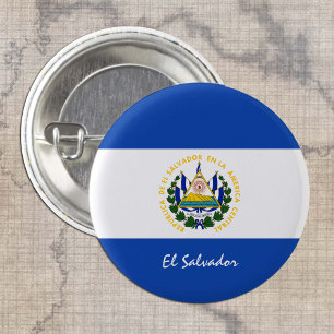 El Salvador button, patriotic El Salvador Flag Button