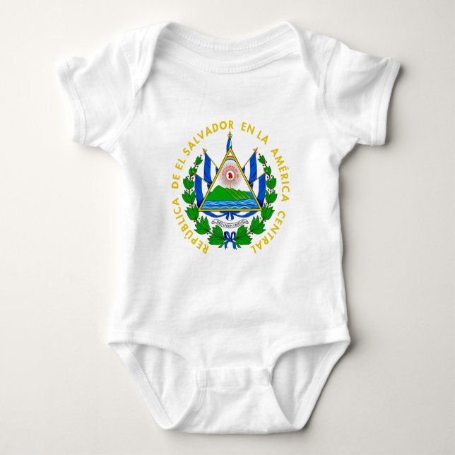 El Salvador Coat of Arms Baby Bodysuit (Front)