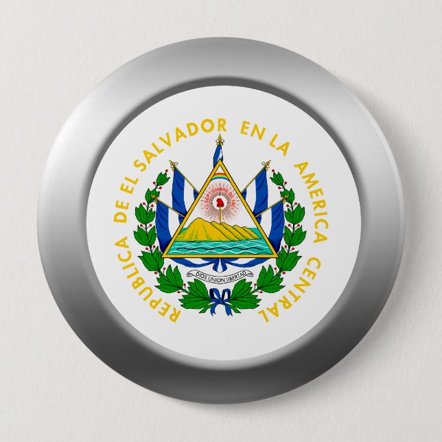 El Salvador Coat of Arms Pinback Button (Front)