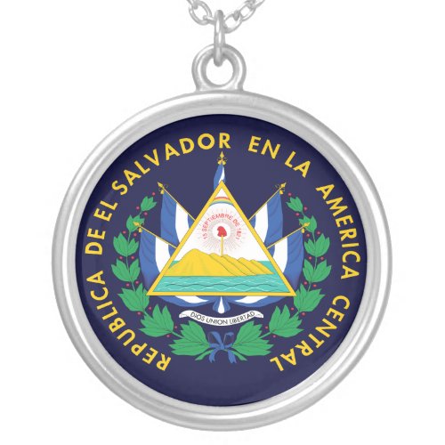 El Salvador Coat of Arms Silver Plated Necklace