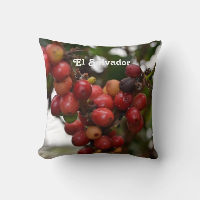 El Salvador Coffee Beans Throw Pillow (Front)