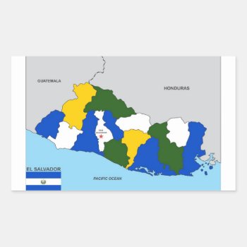 El Salvador Country Political Map Flag Rectangular Sticker by tony4urban at Zazzle