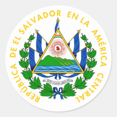 El Salvador _ emblemflagcoat of armssymbol Classic Round Sticker