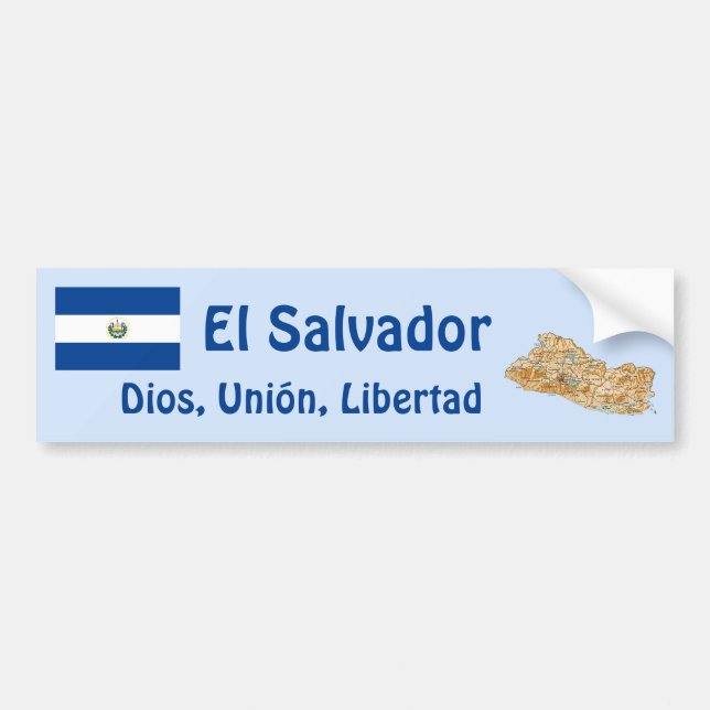 El Salvador Flag and Map Bumper Sticker (Front)