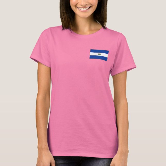 El Salvador Flag and Map dk T-Shirt (Front)