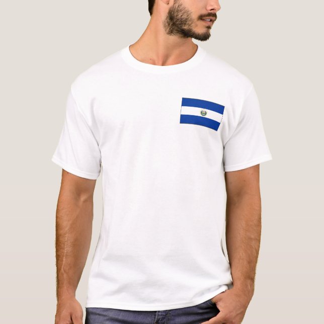 El Salvador Flag and Map T-Shirt (Front)