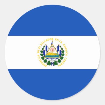 El Salvador  Flag  Bandera  Salvadorian Classic Round Sticker by Funkyworm at Zazzle