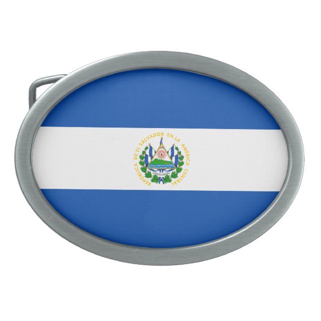 El Salvador Flag Belt Buckle (Front)