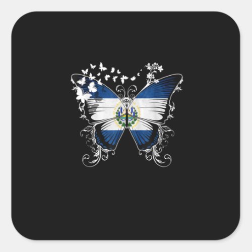 El Salvador Flag Butterfly Graphic Square Sticker