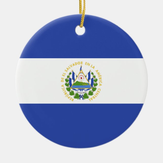 El Salvador flag Ceramic Ornament (Front)