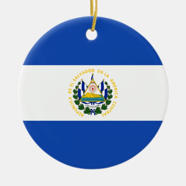 El Salvador Flag Ceramic Ornament (Front)