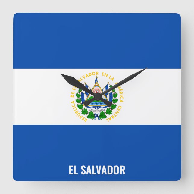 El Salvador Flag Dazzling Patriotic Square Wall Clock (Front)