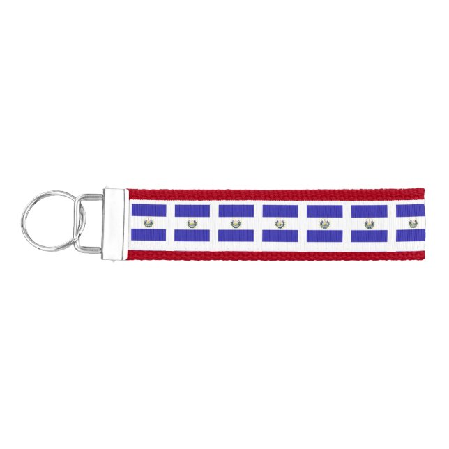 El Salvador Flag Emblem Wrist Keychain (Keys on Left)