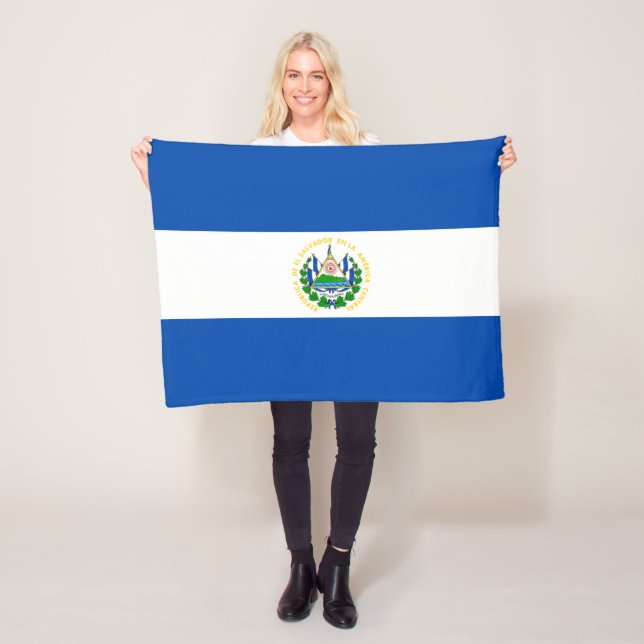 El Salvador Flag Fleece Blanket (In Situ)