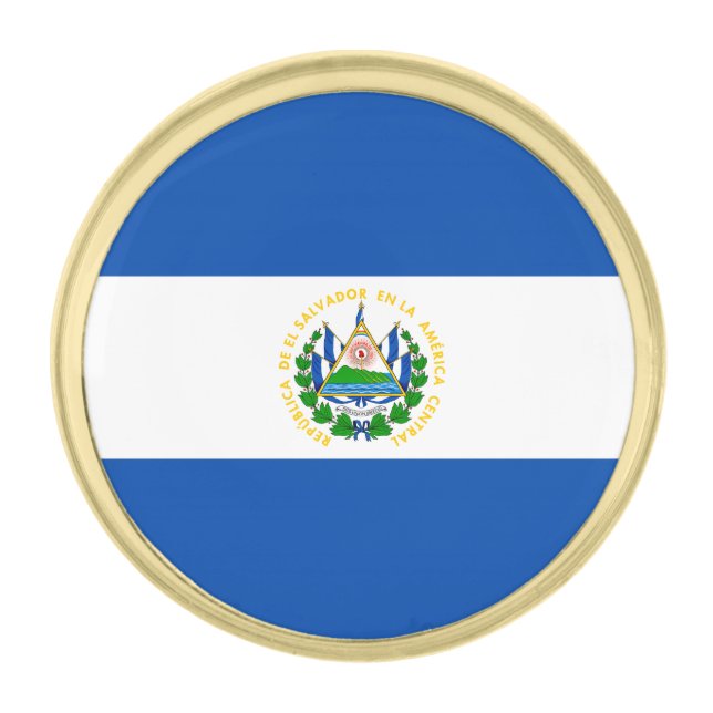El Salvador Flag Gold Finish Lapel Pin (Front)
