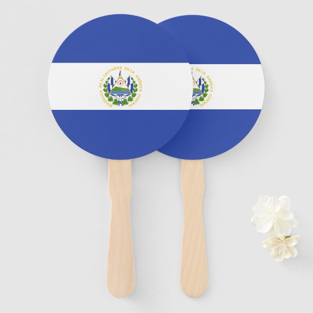 El Salvador flag Hand Fan (Front and Back)