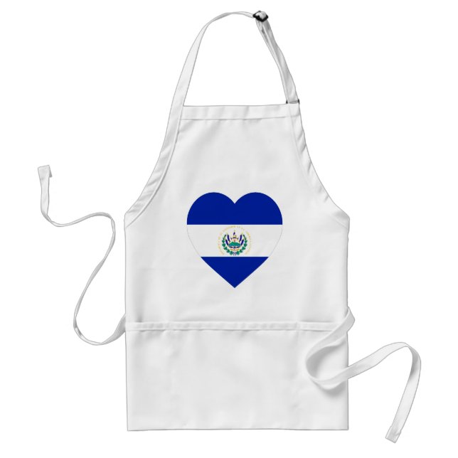 El Salvador Flag Heart Adult Apron (Front)