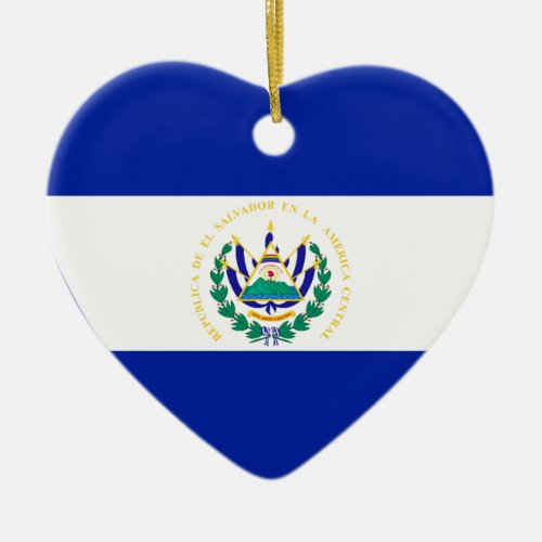 El Salvador Flag Heart Ceramic Ornament