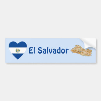 El Salvador Flag Heart + Map Bumper Sticker