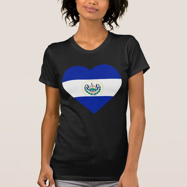 El Salvador Flag Heart T-Shirt (Front)