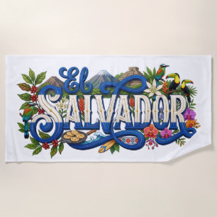 El Salvador Flag, Heritage, Culture & Tradition Beach Towel
