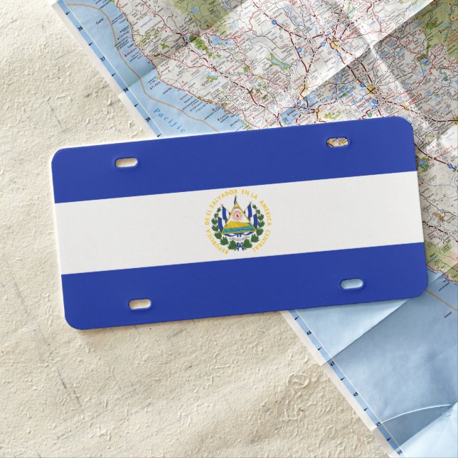 El Salvador Flag License Plate (In Situ)
