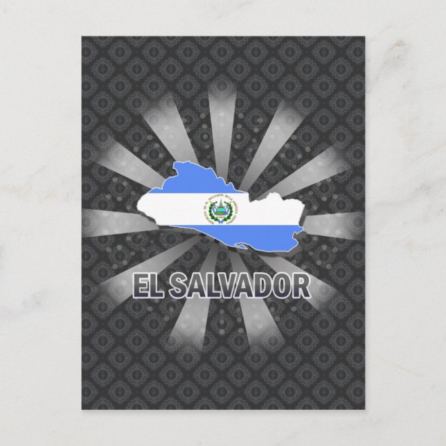 El Salvador Flag Map 2.0 Postcard (Front)